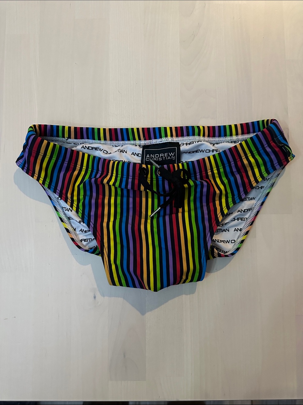 Andrew Christian Multicolor Rainbow Stripe Swim Briefs